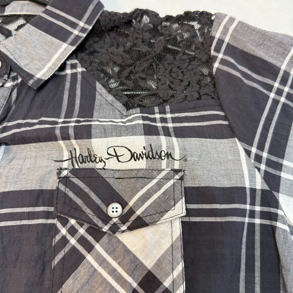 Harley Davidson Short sleeve plaid shirt - Picture 4 of 6